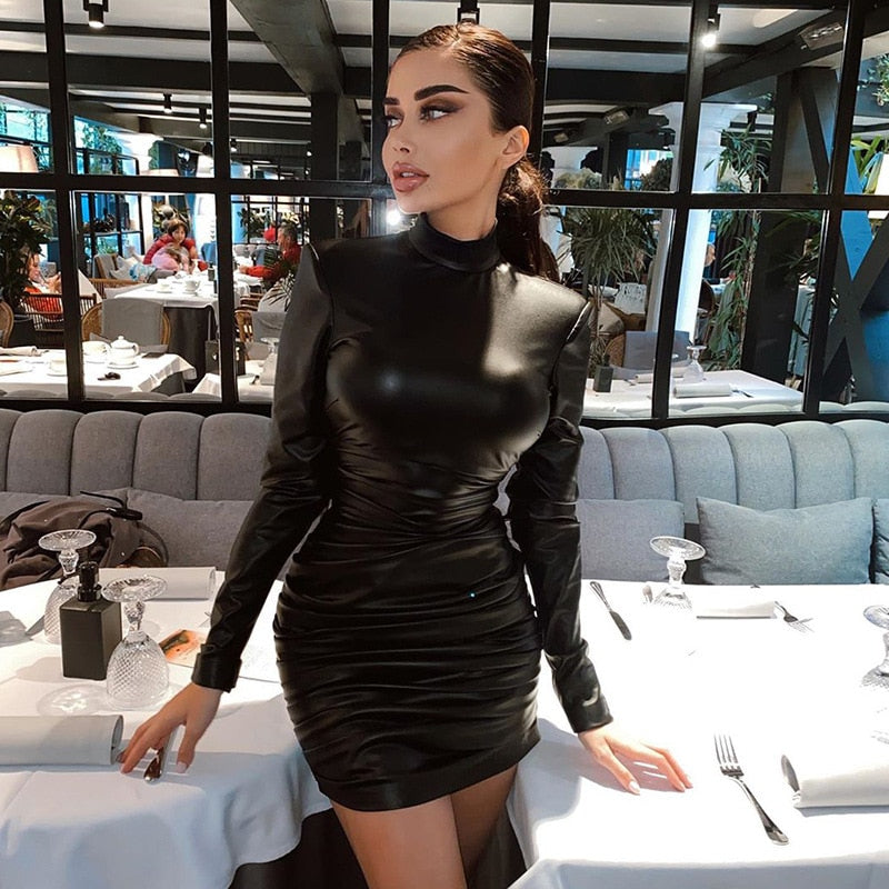 Night-Out Black Leather Dress 2.0